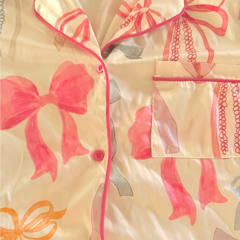 Women’s Sheshow Pajamas with Pink and Blue Bow Design - Picture 3 of 6